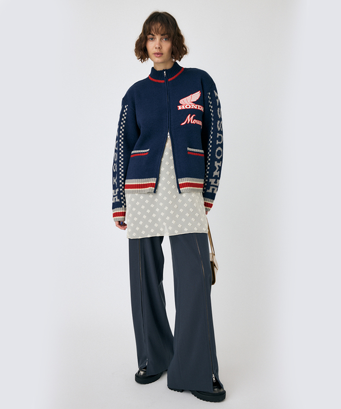 11 / HRC (HONDA)|ニット・セーター【30%オフセール】ホンダ HRC MOUSSY ジャガード ニットカーディガン IVOY  F1オフィシャルグッズストア EURO SPORTS公式通販