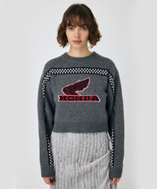 【30%オフセール】ホンダ HRC MOUSSY JACQUARD ニットトップス グレー…