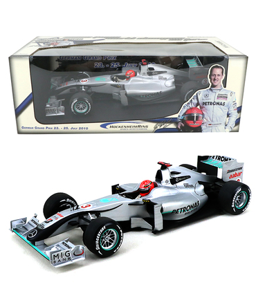 【海外並行品】ホッケンハイムサーキット別注 ミニチャンプス 1/18スケール ミハエル・シューマッハー  COMEBACK メルセデスGPペトロナスF１チーム  ショーカー2010