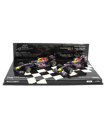 【海外並行品】ミニチャンプス 1/43スケール レッドブル レーシング ルノー RB7 セバスチャン・ベッテル ＆ マーク・ウェバー 2011年コンストラクターズチャンピオン 2台セット