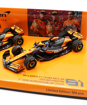ミニチャンプス 1/43スケール マクラーレン F1 チーム MCL38 オスカー・ピアストリ / ランド・ノリス 2024年 ハンガリーGP 1-2フィニッシュ 2台セット