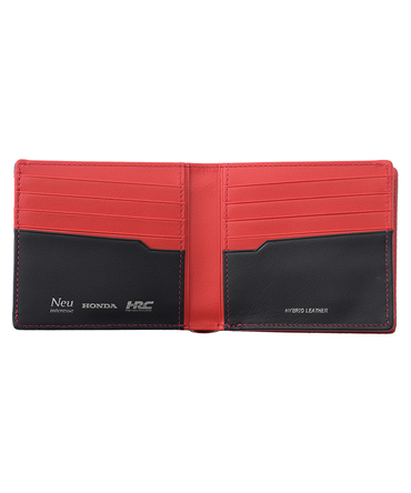 HRC Honda RACING x ノイインテレッセ LF 二つ折り財布(外BOX小銭入れ付き札入) ブラックxレッド