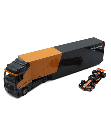ブラゴ 1/43スケール マクラーレン メルセデス-ベンツ ACTROS GIGASPACE トランスポーター / MCL38 ランド・ノリス セット
