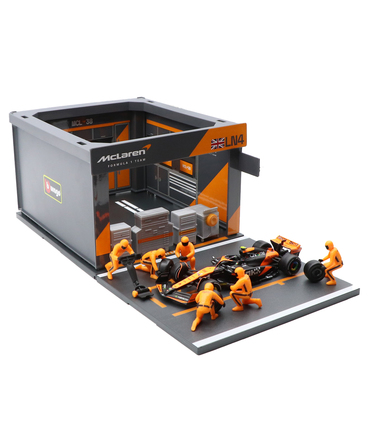 ブラゴ 1/43スケール マクラーレン F1 MCL38  ランド・ノリス ジオラマ ピットストップセット
