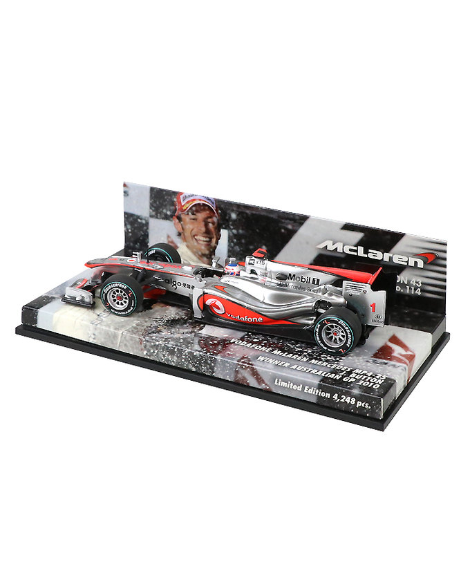 【海外並行品】ミニチャンプス 1/43スケール ボーダフォン マクラーレン メルセデス MP4-25 ジェンソン・バトン　2010年オーストラリアGP優勝拡大画像