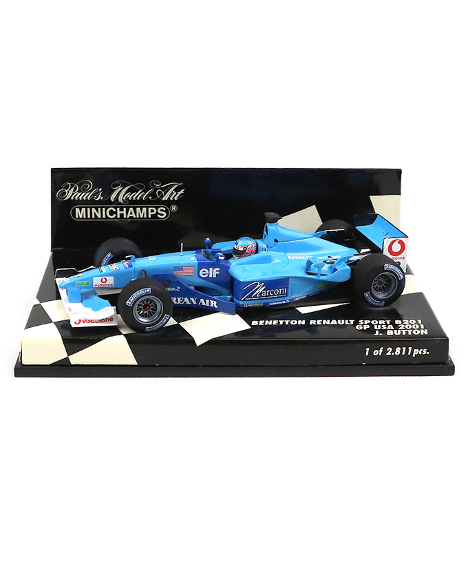 【海外並行品】ミニチャンプス 1/43スケール ベネトン ルノー スポーツ B201 ジェンソン・バトン 2001年アメリカGP拡大画像