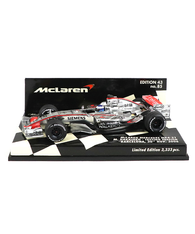 【海外並行品】ミニチャンプス 1/43スケール マクラーレン メルセデス MP4-21 ミカ・ハッキネン 2006年バルセロナ テスト拡大画像