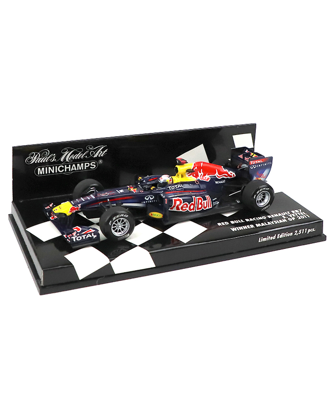 【海外並行品】ミニチャンプス 1/43スケール レッドブル レーシング ルノー RB7 セバスチャン・ベッテル 2011年マレーシアGP優勝拡大画像