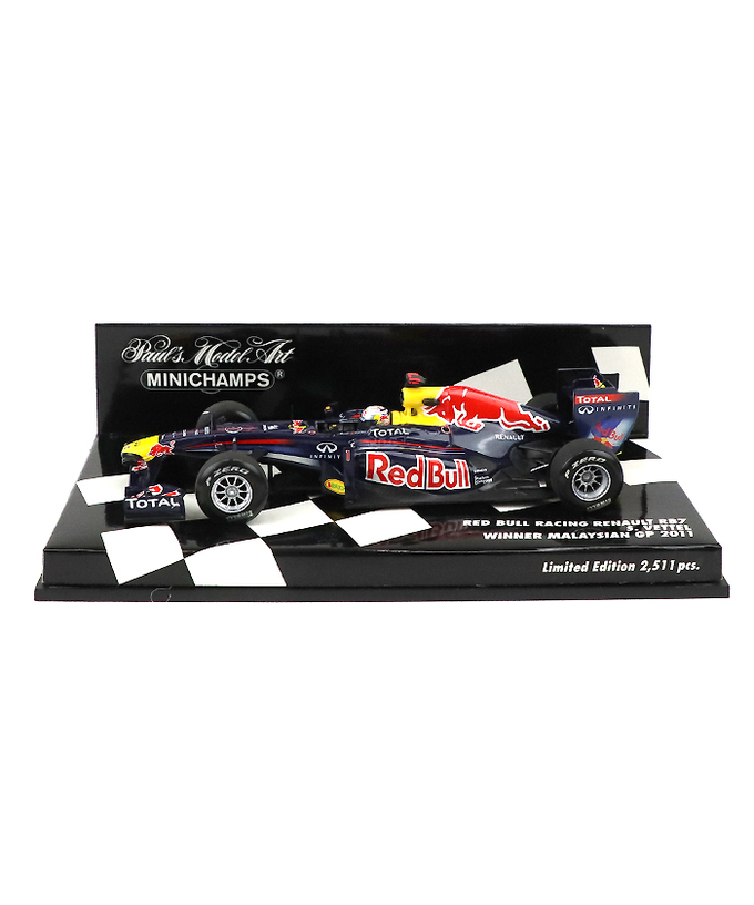 【海外並行品】ミニチャンプス 1/43スケール レッドブル レーシング ルノー RB7 セバスチャン・ベッテル 2011年マレーシアGP優勝拡大画像