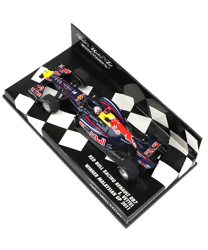 【海外並行品】ミニチャンプス 1/43スケール レッドブル レーシング ルノー RB7 セバスチャン・ベッテル 2011年マレーシアGP優勝拡大画像