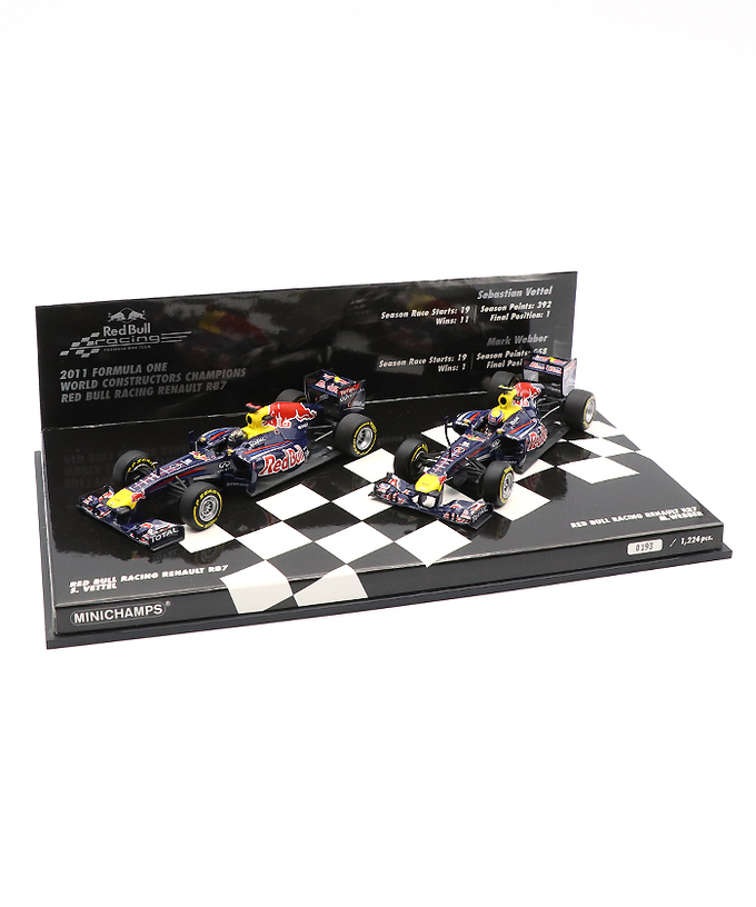 【海外並行品】ミニチャンプス 1/43スケール レッドブル レーシング ルノー RB7 セバスチャン・ベッテル ＆ マーク・ウェバー 2011年コンストラクターズチャンピオン 2台セット拡大画像