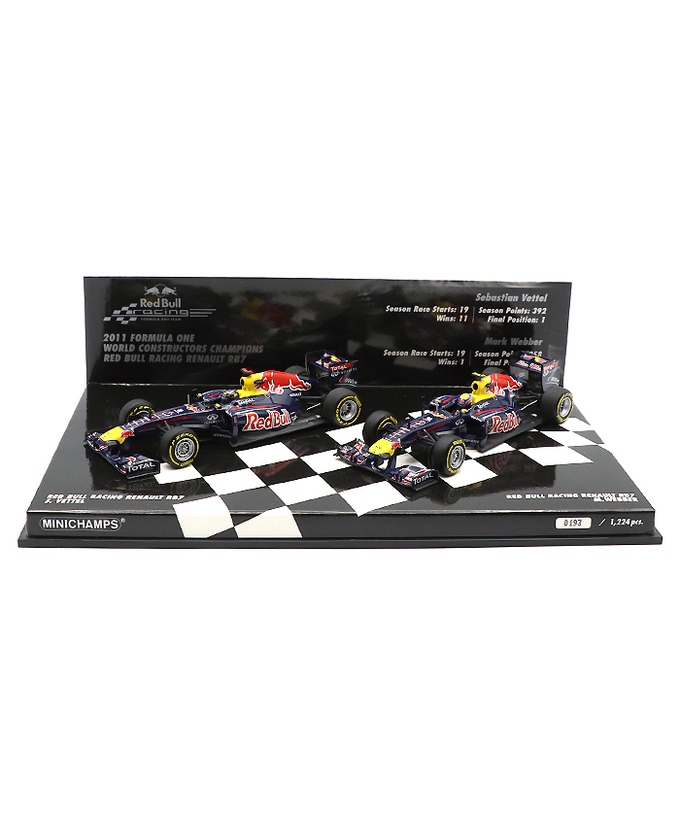 【海外並行品】ミニチャンプス 1/43スケール レッドブル レーシング ルノー RB7 セバスチャン・ベッテル ＆ マーク・ウェバー 2011年コンストラクターズチャンピオン 2台セット拡大画像