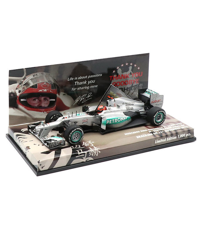 【海外並行品】シューマッハー別注 ミニチャンプス 1/43スケール メルセデス AMG ペトロナス W03 ミハエル・シューマッハー F1引退記念 2012年 ブラジルGP拡大画像