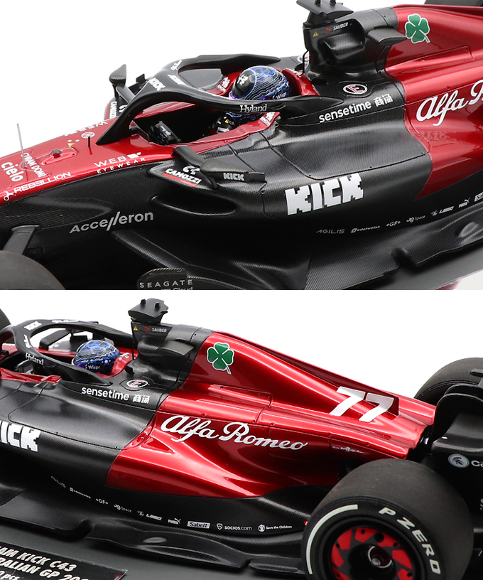 ミニチャンプス 1/18スケール アルファロメオ F1チーム KICK C43 バルテリ・ボッタス 2023年 オーストラリアGP/23f1m拡大画像