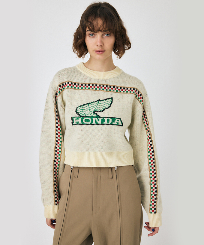 【30%オフセール】ホンダ HRC MOUSSY JACQUARD ニットトップス アイボリー拡大画像