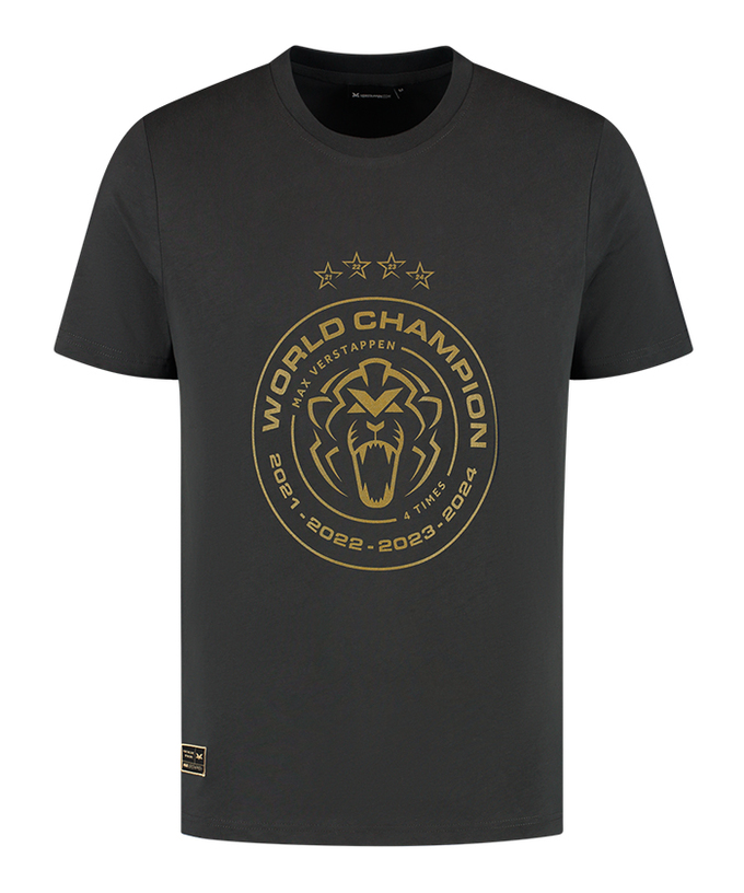 マックス・フェルスタッペン 2024年 ワールドチャンピオン記念 Tシャツ グレー拡大画像