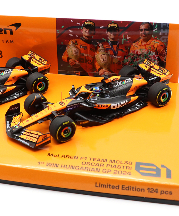 ミニチャンプス 1/43スケール マクラーレン F1 チーム MCL38 オスカー・ピアストリ / ランド・ノリス 2024年 ハンガリーGP 1-2フィニッシュ 2台セット拡大画像