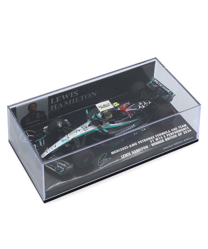 ミニチャンプス 1/43スケール メルセデス AMG ペトロナス F1 W15 E パフォーマンス ルイス・ハミルトン 2024年 イギリスGP 優勝 フラッグ付き拡大画像