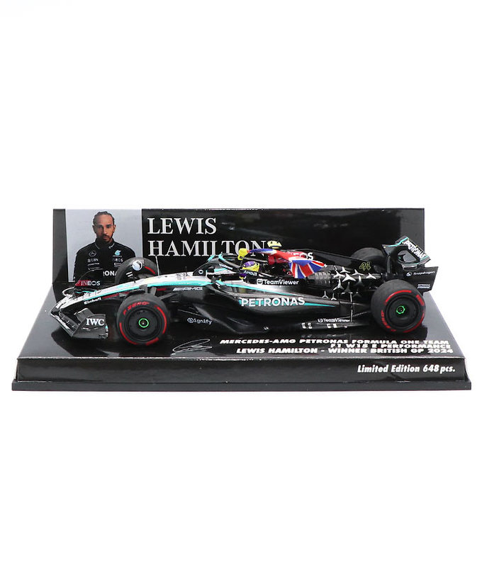 ミニチャンプス 1/43スケール メルセデス AMG ペトロナス F1 W15 E パフォーマンス ルイス・ハミルトン 2024年 イギリスGP 優勝 フラッグ付き拡大画像