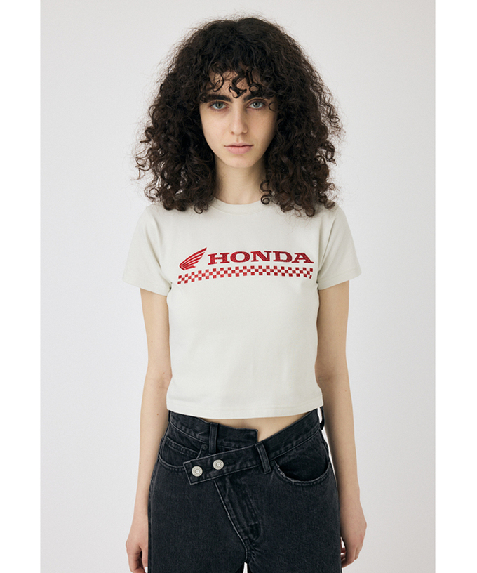 ホンダ MOUSSY HONDA RHINESTONE Tシャツ ホワイト拡大画像