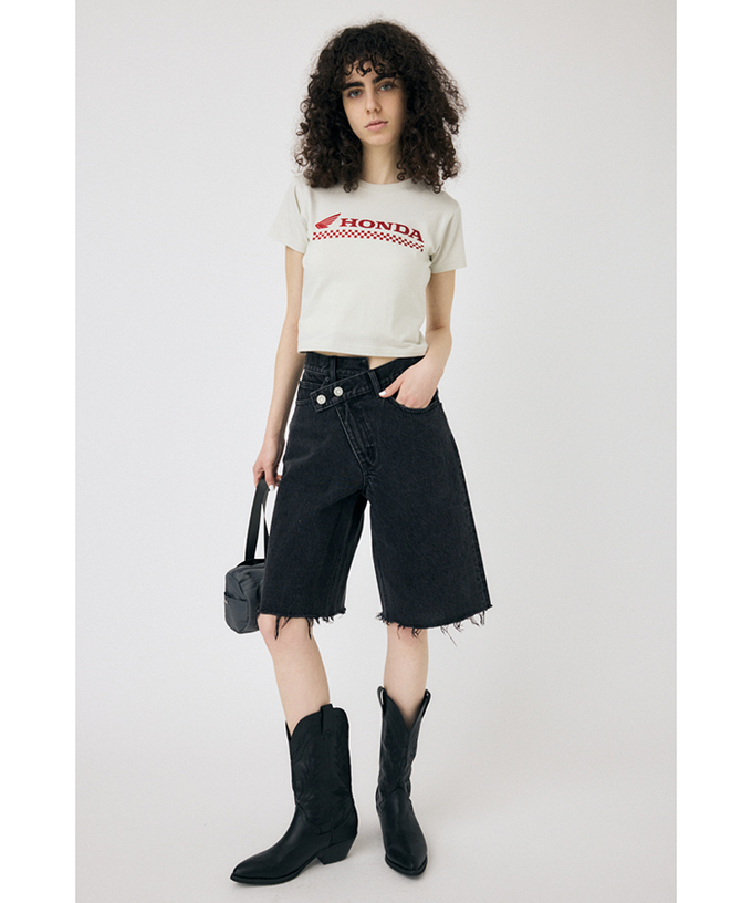 ホンダ MOUSSY HONDA RHINESTONE Tシャツ ホワイト拡大画像