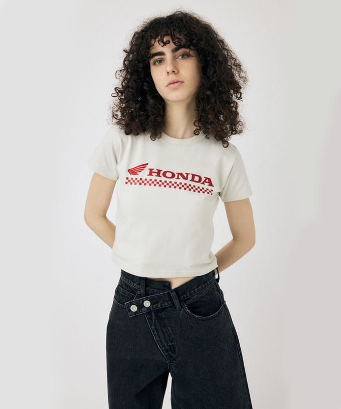 ホンダ MOUSSY HONDA RHINESTONE Tシャツ ホワイト拡大画像