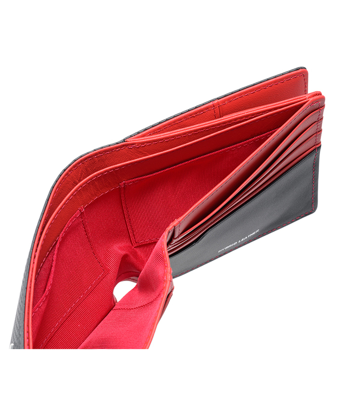 HRC Honda RACING x ノイインテレッセ LF 二つ折り財布(外BOX小銭入れ付き札入) ブラックxレッド拡大画像