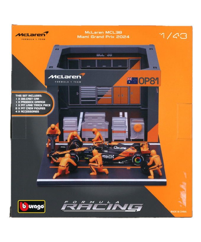 ブラゴ 1/43スケール マクラーレン F1 MCL38  オスカー・ピアストリ ジオラマ ピットストップセット拡大画像