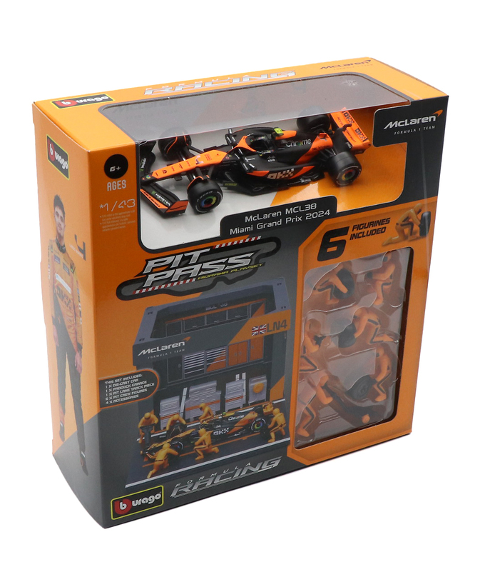 ブラゴ 1/43スケール マクラーレン F1 MCL38  ランド・ノリス ジオラマ ピットストップセット拡大画像