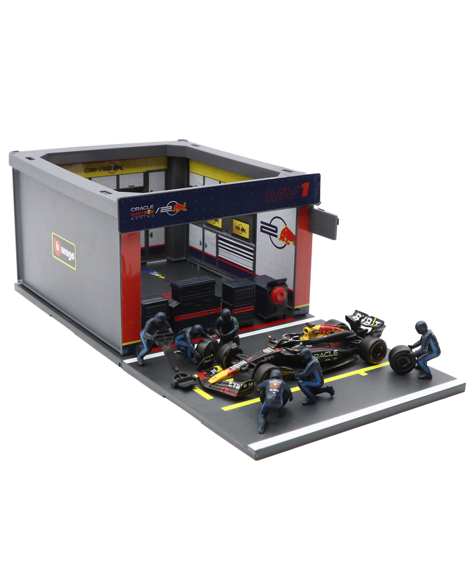 ブラゴ 1/43スケール オラクル レッドブルレーシング RB20 マックス・フェルスタッペン ジオラマ ピットストップセット拡大画像