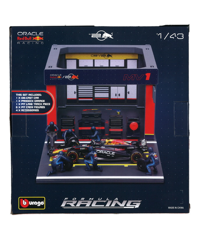 ブラゴ 1/43スケール オラクル レッドブルレーシング RB20 マックス・フェルスタッペン ジオラマ ピットストップセット拡大画像