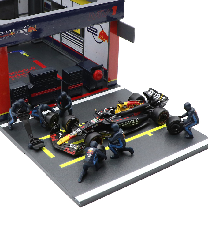 ブラゴ 1/43スケール オラクル レッドブルレーシング RB20 マックス・フェルスタッペン ジオラマ ピットストップセット拡大画像