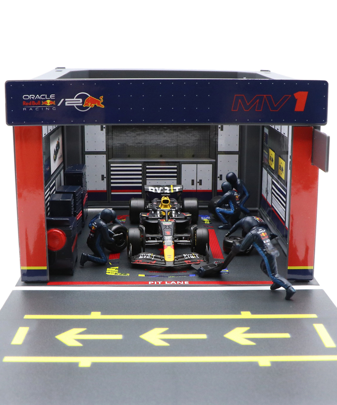 ブラゴ 1/43スケール オラクル レッドブルレーシング RB20 マックス・フェルスタッペン ジオラマ ピットストップセット拡大画像
