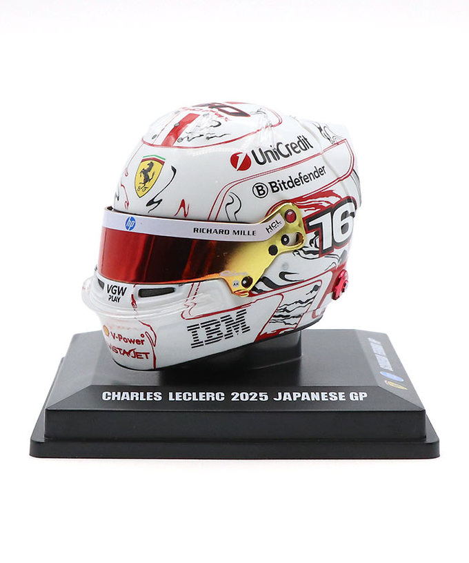 ルックスマート 1/5スケール シャルル・ルクレール 2025年 日本GP F1参戦150戦目 フェラーリ ヘルメット 拡大画像