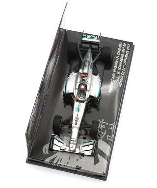 【海外並行品】シューマッハー別注 ミニチャンプス 1/43スケール メルセデス AMG ペトロナス W03 ミハエル・シューマッハー F1参戦300戦記念GP 2012年ベルギーGP