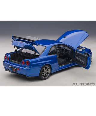 オートアート 1/18スケール 日産 スカイライン GT-R （R34） Vスペック II （ベイサイドブルー）/msl