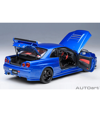 オートアート 1/18スケール ニスモ R34 GT-R Z-tune （ベイサイドブルー）/msl