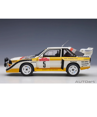 オートアート 1/18スケール アウディ スポーツクワトロ S1 WRC 1985 #5 （ロール／ガイストドルファー） サンレモ・ラリー優勝 /msl