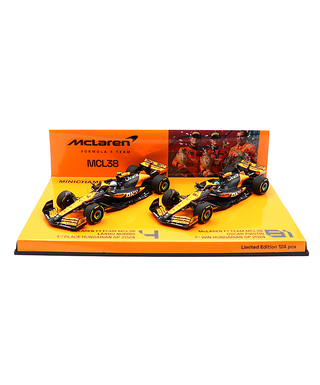 ミニチャンプス 1/43スケール マクラーレン F1 チーム MCL38 オスカー・ピアストリ / ランド・ノリス 2024年 ハンガリーGP 1-2フィニッシュ 2台セット