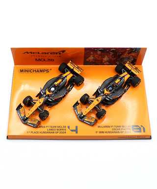 ミニチャンプス 1/43スケール マクラーレン F1 チーム MCL38 オスカー・ピアストリ / ランド・ノリス 2024年 ハンガリーGP 1-2フィニッシュ 2台セット
