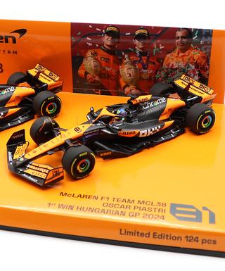 ミニチャンプス 1/43スケール マクラーレン F1 チーム MCL38 オスカー・ピアストリ / ランド・ノリス 2024年 ハンガリーGP 1-2フィニッシュ 2台セット
