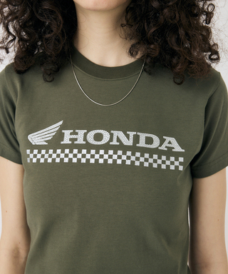 ホンダ MOUSSY HONDA RHINESTONE Tシャツ カーキ