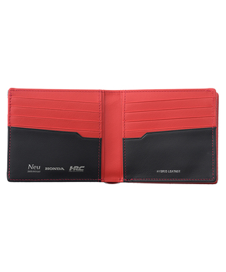 HRC Honda RACING x ノイインテレッセ LF 二つ折り財布(外BOX小銭入れ付き札入) ブラックxレッド
