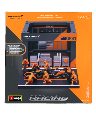 ブラゴ 1/43スケール マクラーレン F1 MCL38  オスカー・ピアストリ ジオラマ ピットストップセット